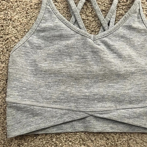 MP Athletics Strappy Gray Minimal Light Compression Sport Bra Size Small Cross - Picture 2 of 9